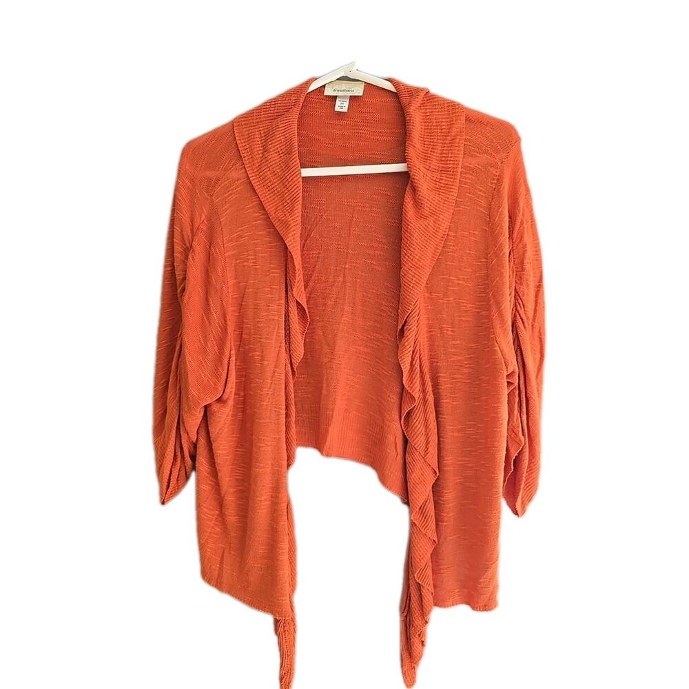 Dressbarn Orange Open Front Waterfront Knit Cardigan Sweater Womans‎ Size 2X